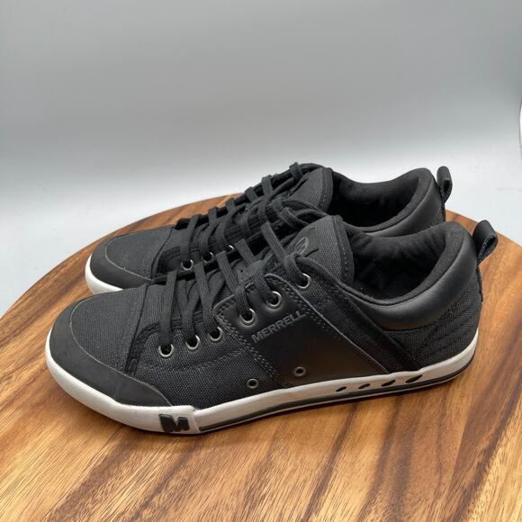 Merrell Rant Mens Size 8.5 Black Canvas Leather Casual Comfort Walking Sneakers - Picture 3 of 8